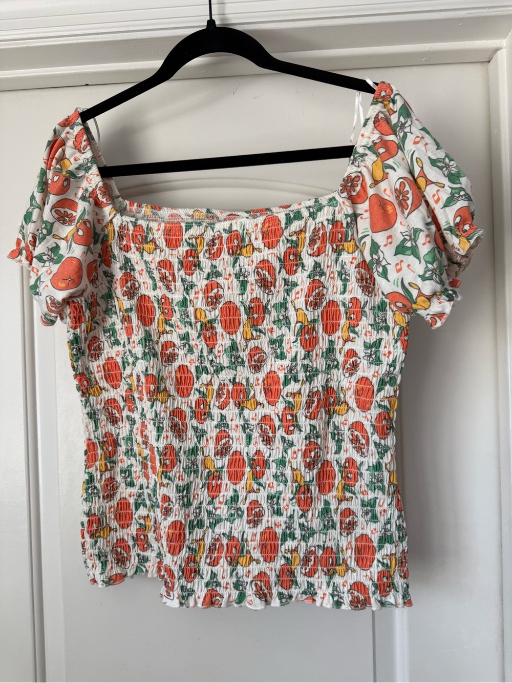 Disney Orange Floral Smocked Off-Shoulder Top XL